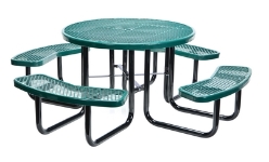 Steel Picnic Table Expanded Metal Round Top 46 In. x 46 In. Green - PT-MX-RT-46-GN