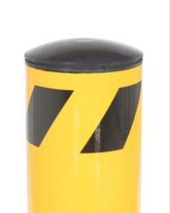 Steel pipe safety bollard 48 inch tall 5.5 inch diameter powder coated safety yellow