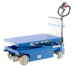 Steel Powered Drive and Lift Hydraulic Scissor Cart 40 In. x 24 In. 1500 Lb. Capacity 