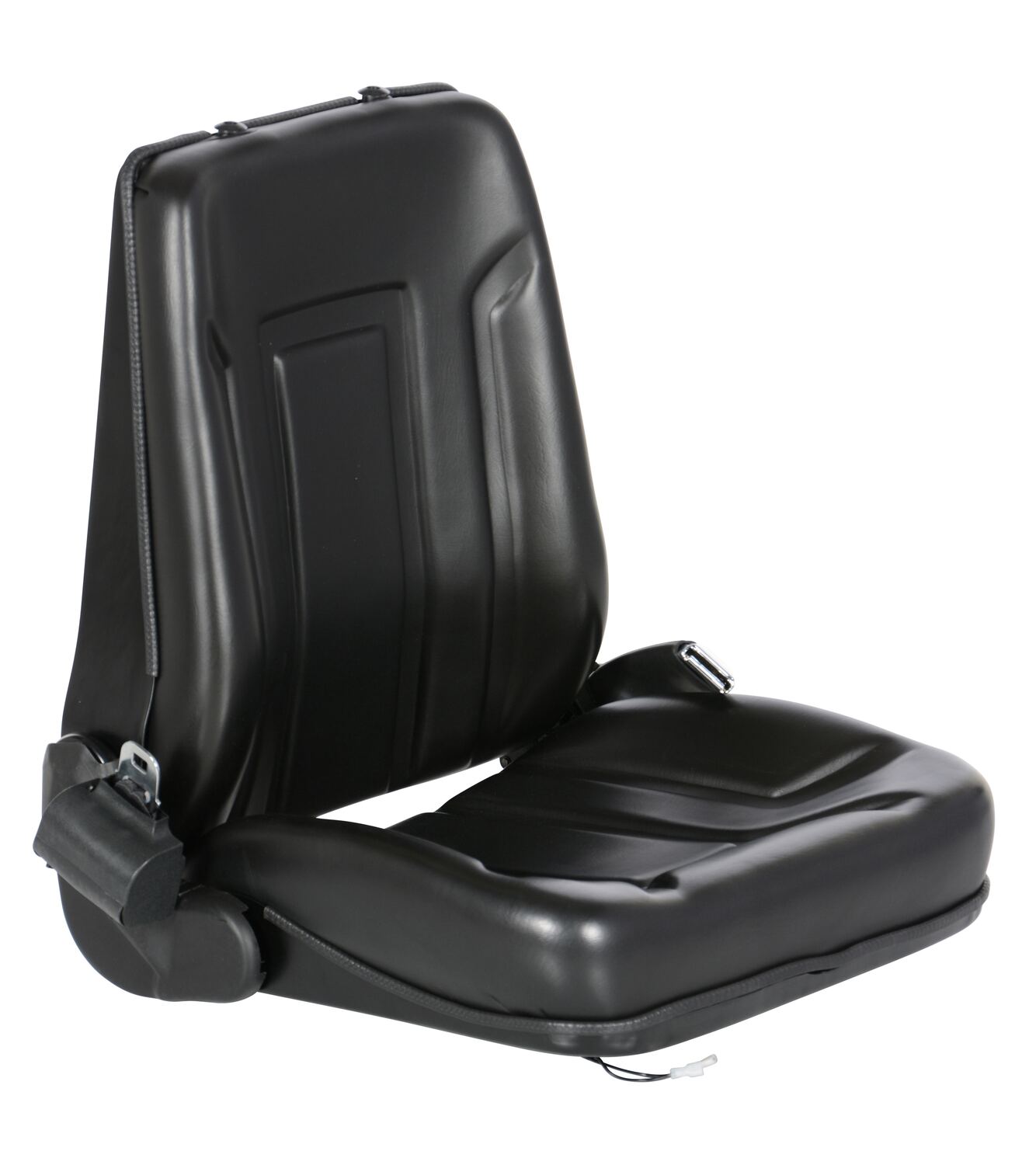 Vinyl deluxe fork truck seat with seat belt 20.5 x 23 x 12 inch universal mount