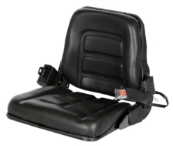 Vinyl fork truck seat with seat belt 19 x 21.5 x 7 inch low profile universal mount