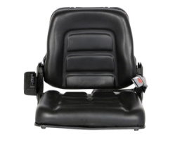 Vinyl fork truck seat with seat belt 19 x 21.5 x 7 inch low profile universal mount