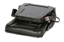 Vinyl fork truck seat with seat belt 19 x 21.5 x 7 inch low profile universal mount