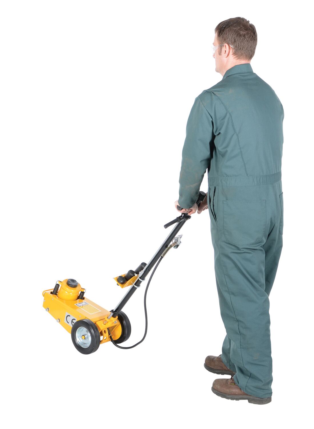 Steel air powered fork truck jack 8.5 to 18.25 inch lift height 44000 lb capacity