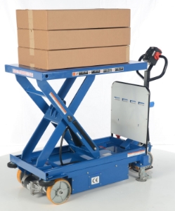 Steel Powered Drive and Lift Hydraulic Scissor Cart 40 In. x 24 In. 1500 Lb. Capacity 