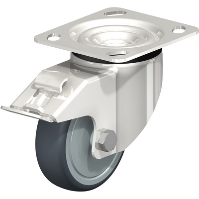 Thermoplastic rubber swivel total brake caster 4 inch 1 inch 220 lb stainless steel