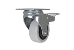 Polypropylene swivel caster with total brake 3-inch diameter 1-inch width 176 lb capacity zinc finish