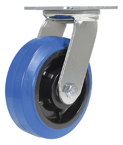 Elastic rubber swivel caster 6 inch diameter 2 inch width 770 lb capacity blue comfort plus