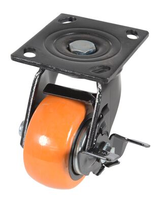 Polyurethane swivel caster with brake 4 inch 2 inch 551 lb non-marking zinc plated