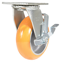 Polyurethane swivel caster with brake 6 inch 2 inch 1250 lb capacity non-marking