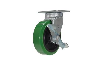Polyurethane swivel brake caster with hub 6 inch 2 inch 900 lb capacity