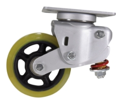 Polyurethane kingpinless swivel caster 6 inch yellow black high capacity