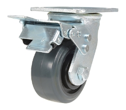 Rubber swivel with total brake caster 4 inch diameter 2 inch width 551 lb capacity