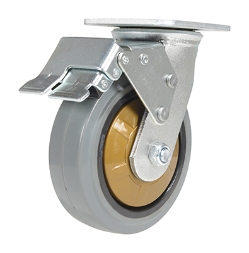 Rubber swivel with total brake caster 6 inch diameter 2 inch width 771 lb capacity