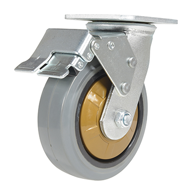 Rubber swivel with total brake caster 6 inch diameter 2 inch width 771 lb capacity