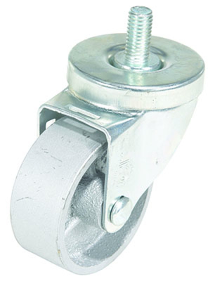 Cast iron stem swivel caster 3 inch diameter 1 inch width 350 lb capacity threaded stem
