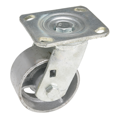 Cast iron swivel caster 4 inch diameter 2 inch width 700 lb capacity with zerk fitting