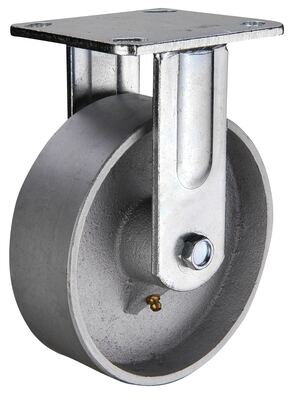 Cast iron steel rigid caster 4 inch diameter 2 inch width 1102 lb capacity zinc plated