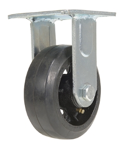 Rubber rigid caster 5 inch diameter 2 inch width 440 lb capacity aluminum core