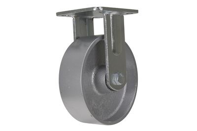 Cast iron steel rigid caster 6 inch diameter 2 inch width 1543 lb capacity zinc plated