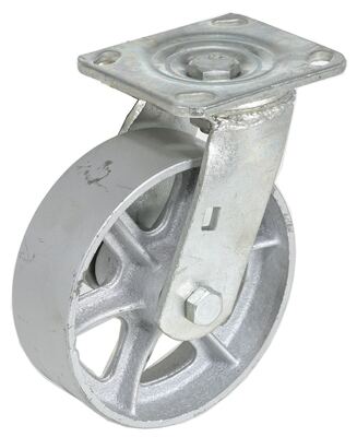 Semi steel swivel caster 6 inch x 2 inch 1200 lb capacity with zerk fitting