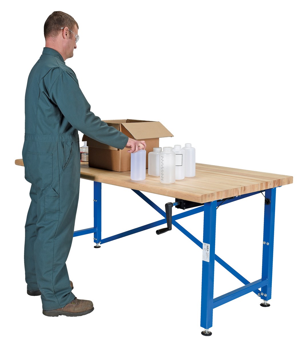 Steel/Wood Manual Adjustable Ergonomic Work Bench 72 In. x 36 In. 750 Lb. Capacity