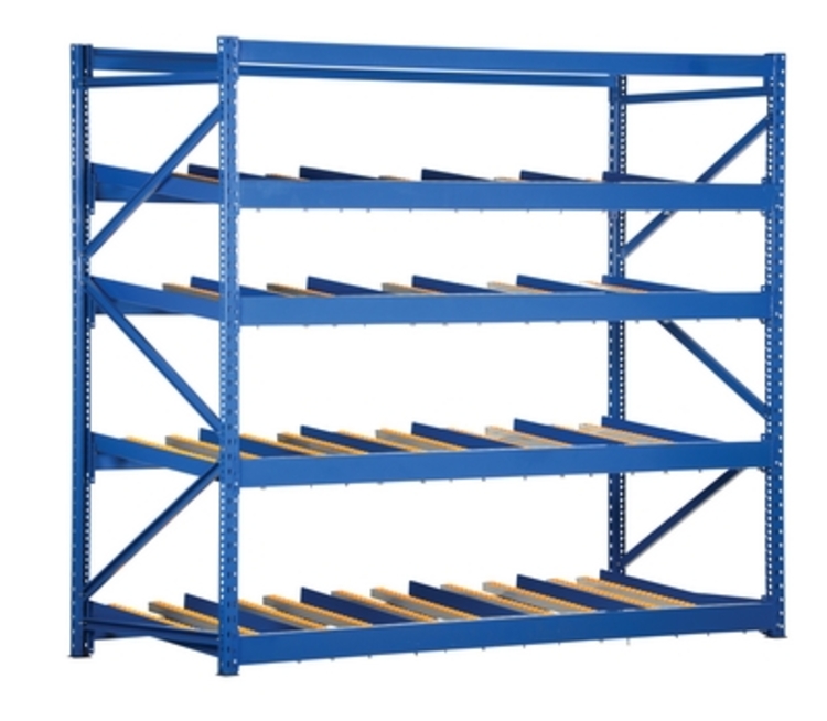 Steel Carton Flow Rack 4 Ft. Length 4 Level 1,000 Lb. Capacity 