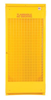 Steel Knockdown Vertical Cylinder Cabinet 32 In. x 30 In. x 68-1/4 In. 5-10 Cylinder Capacity Yellow