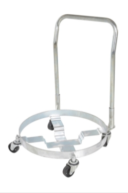 Steel quad drum dolly with handle 1200 lb capacity for 5 gallon pails and 55 gallon drums
