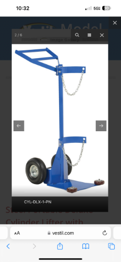 Steel Portable Deluxe Cylinder Lifter with Pneumatic Wheels 27-1/16 In. x 19 In. x 51-3/8 In. 500 Lb. Steel Portable Deluxe Cylinder Lifter with Pneumatic Wheels 27-1/16 In. x 19 In. x 51-3/8 In. 500 Lb.