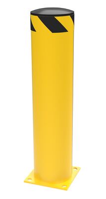 Steel pipe safety bollard 36 inch x 8.5 inch powder coat safety yellow