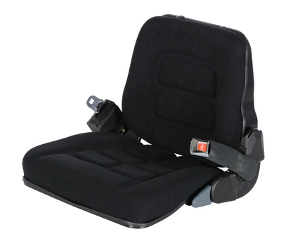 Cloth fork truck seat with seat belt 4.5 x 4.5 x 4 inch universal mount black