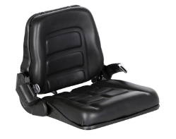 Vinyl fork truck seat with seat belt 19 x 21.5 x 7 inch low profile universal mount