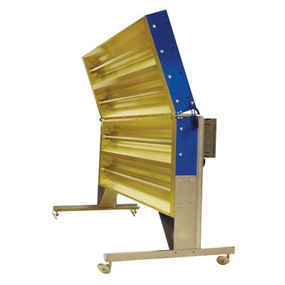 Portable infrared heat panel 6400 watts 30 x 66 x 56 inch adjustable hinges rolling