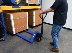 Steel Pallet Truck 48 In. Long 21 In. -27 In. Adjustable Width Forks 4,400 Lb. Capacity