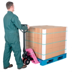 Steel Pallet Truck 63 In.x 27 In. x 48 In. 5500 Lb. Capacity Pink