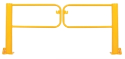 Steel swivel dock gate pair for 9 foot door opening safety yellow powder coat